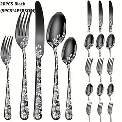 20PCS Christmas Stainless Steel Cutlery Set with Steak Fork