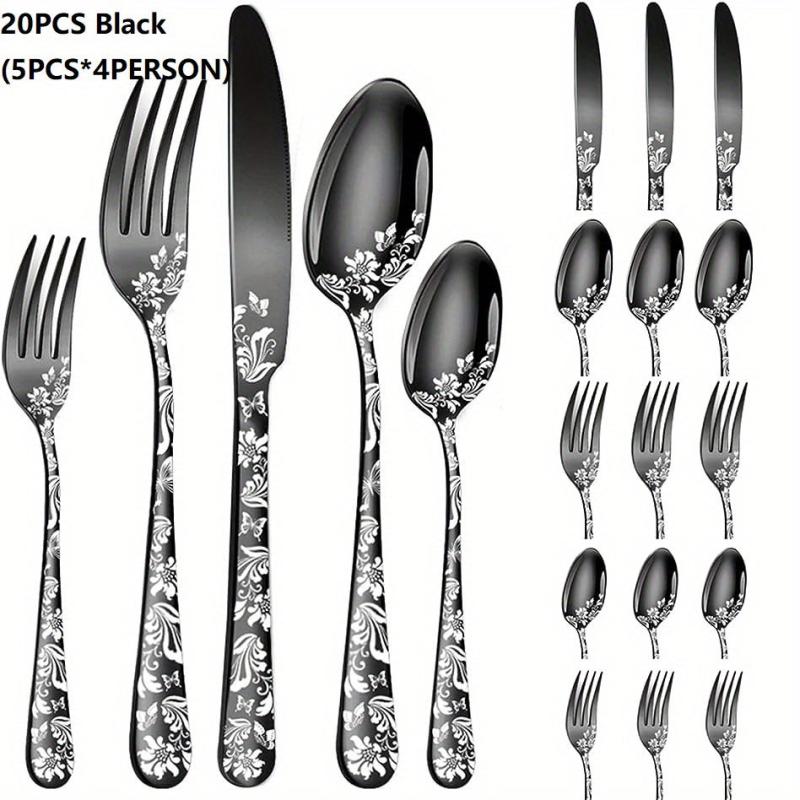20PCS Christmas Stainless Steel Cutlery Set with Steak Fork