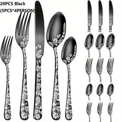 20PCS Christmas Stainless Steel Cutlery Set with Steak Fork