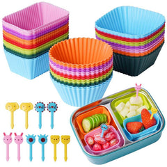 40pc Silicone Muffin Cup Set with Food Paddles & Lunch Accessories