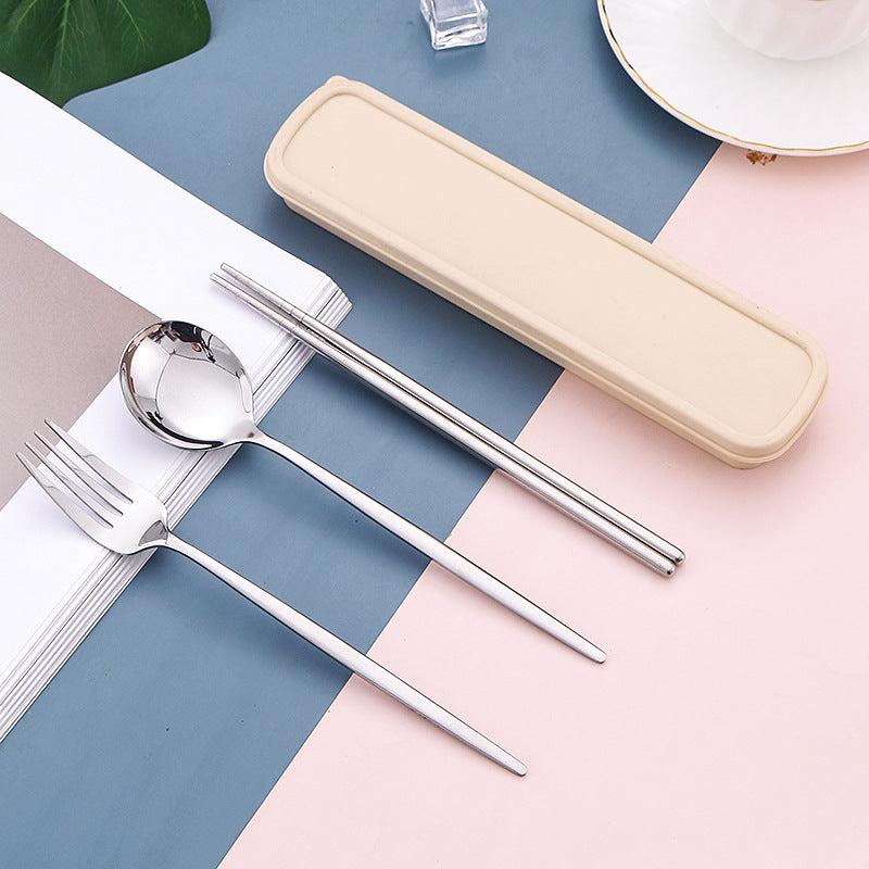 4pcs Stainless Steel Cutlery Set with Travel Case Spoon Fork Chopsticks