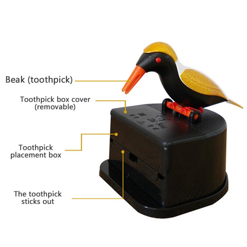 Automatic Toothpick Dispenser Bird Home Table Decoration