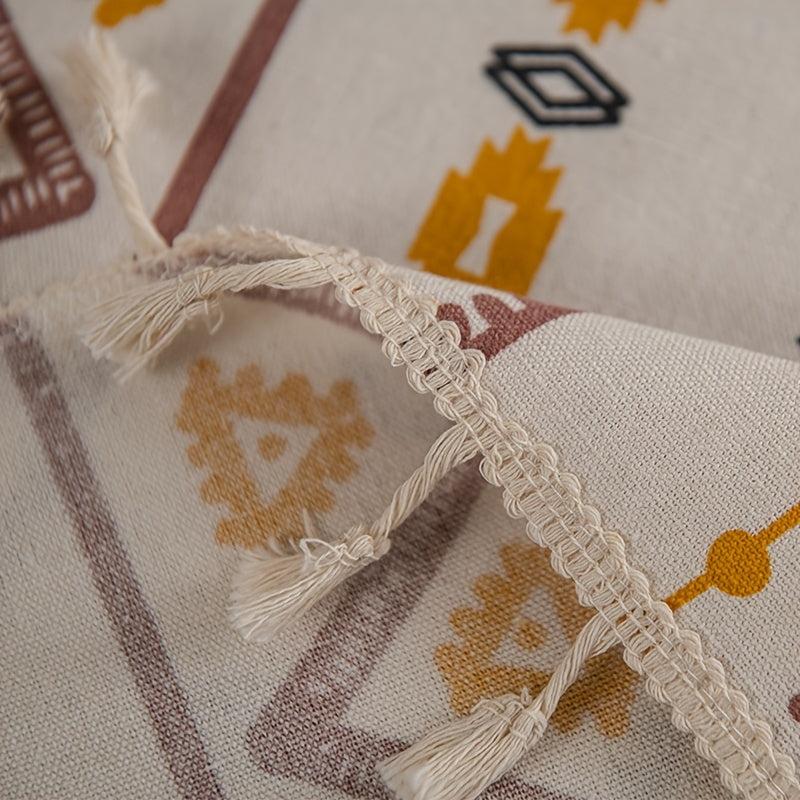 Boho Style Rectangular Tablecloth with Tassels Waterproof Home Decor