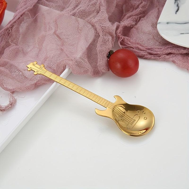 4PCS Guitar Coffee Spoons Set Stainless Steel Dessert Teaspoons