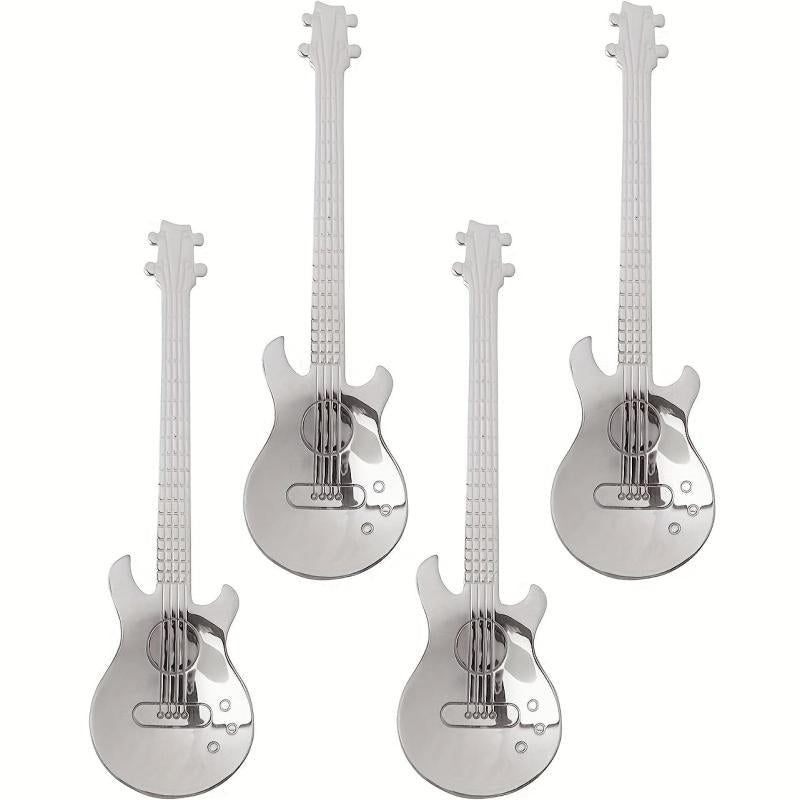 4PCS Guitar Coffee Spoons Set Stainless Steel Dessert Teaspoons