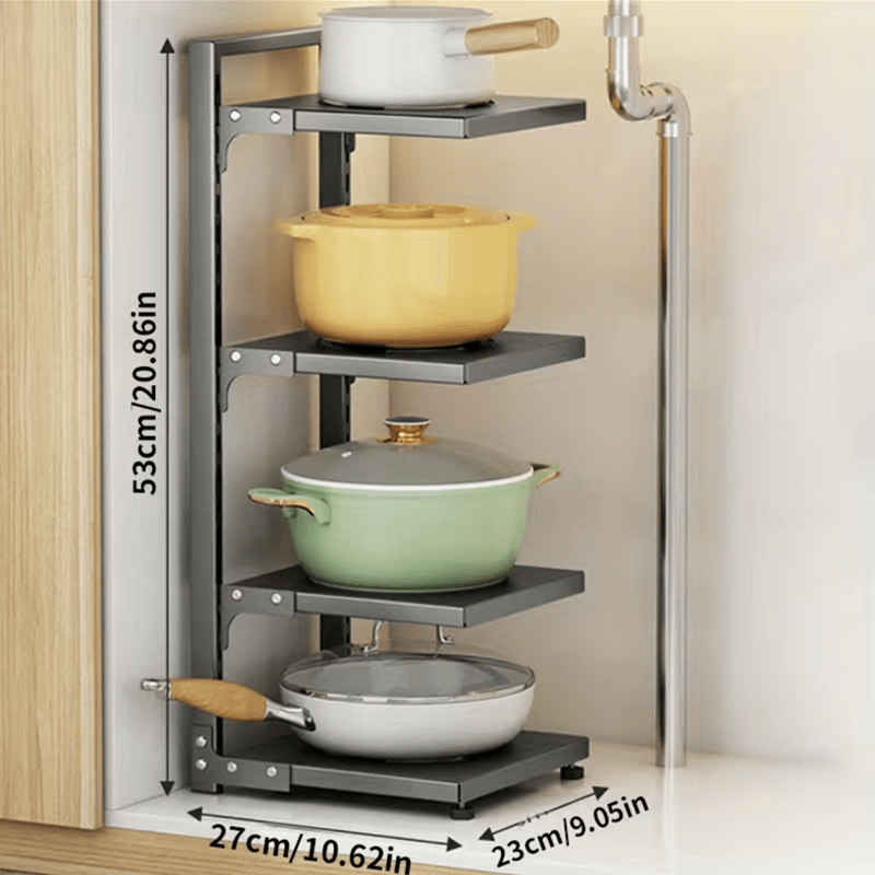 Adjustable Pot & Pan Organizer Rack for Cabinet Storage