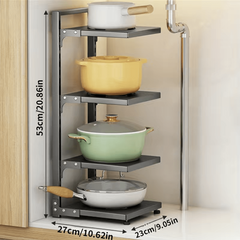 Adjustable Pot & Pan Organizer Rack for Cabinet Storage