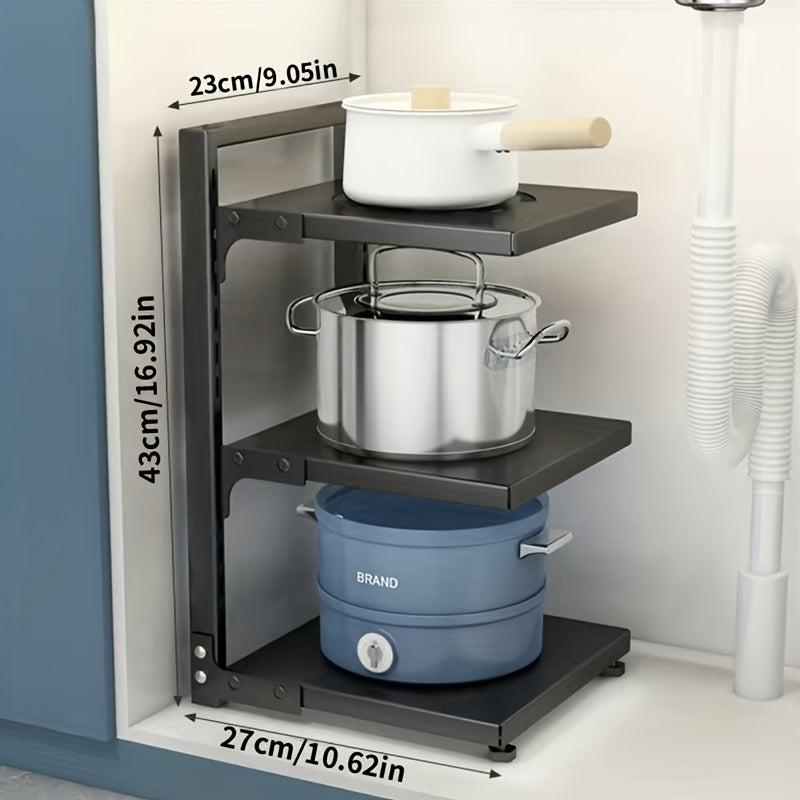 Adjustable Pot & Pan Organizer Rack for Cabinet Storage