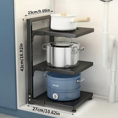 Adjustable Pot & Pan Organizer Rack for Cabinet Storage