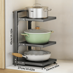 Adjustable Pot & Pan Organizer Rack for Cabinet Storage