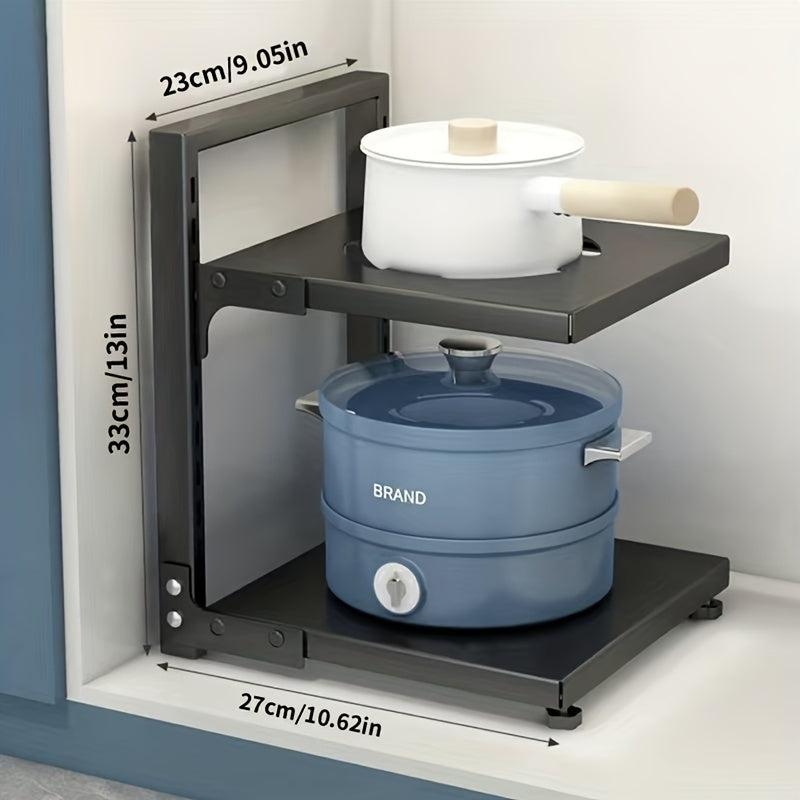 Adjustable Pot & Pan Organizer Rack for Cabinet Storage