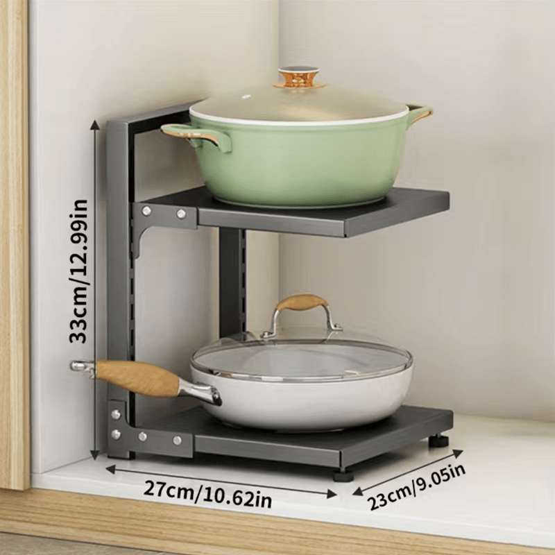 Adjustable Pot & Pan Organizer Rack for Cabinet Storage