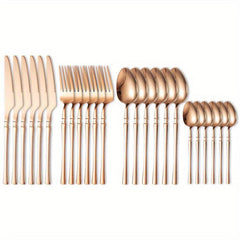 24pcs Stainless Steel Cutlery Set for Dining, Steak, Dessert, Kitchen