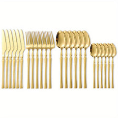 24pcs Stainless Steel Cutlery Set for Dining, Steak, Dessert, Kitchen
