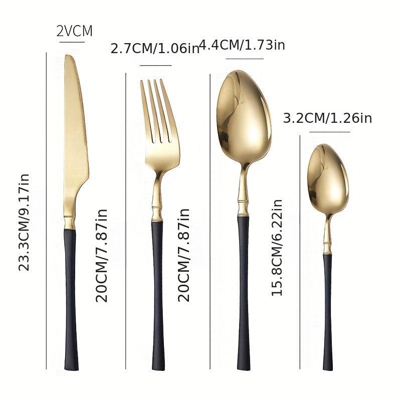 24pcs Stainless Steel Cutlery Set for Dining, Steak, Dessert, Kitchen