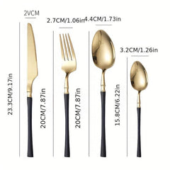 24pcs Stainless Steel Cutlery Set for Dining, Steak, Dessert, Kitchen