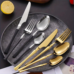 24pcs Stainless Steel Cutlery Set for Dining, Steak, Dessert, Kitchen