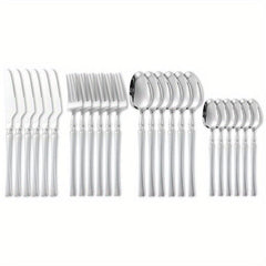 24pcs Stainless Steel Cutlery Set for Dining, Steak, Dessert, Kitchen
