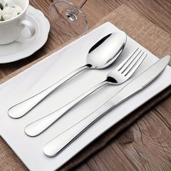 Stainless Steel Flatware Set Cutlery - Easy Clean & Dishwasher Safe