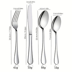 Stainless Steel Flatware Set Cutlery - Easy Clean & Dishwasher Safe