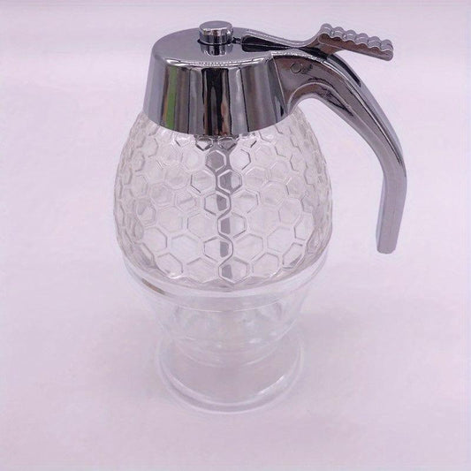 Clear Glass Honey Dispenser with Dipper Easy Squeeze Bottle Kitchen Supplies