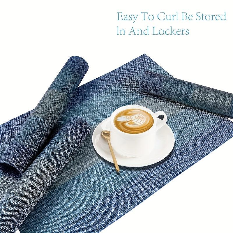 4pcs Dark Vinyl Striped Placemat for Dining Table Decor