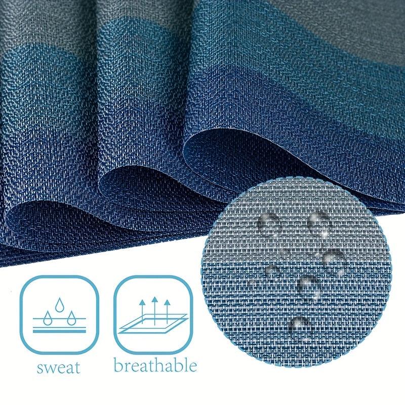 4pcs Dark Vinyl Striped Placemat for Dining Table Decor