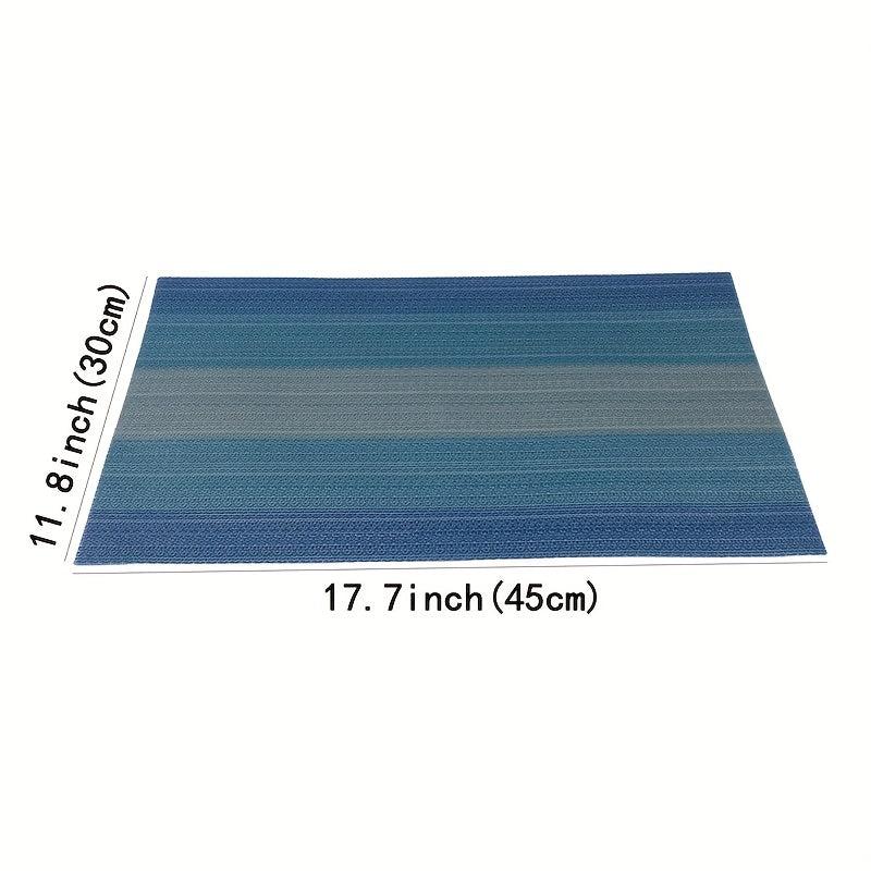 4pcs Dark Vinyl Striped Placemat for Dining Table Decor
