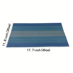 4pcs Dark Vinyl Striped Placemat for Dining Table Decor