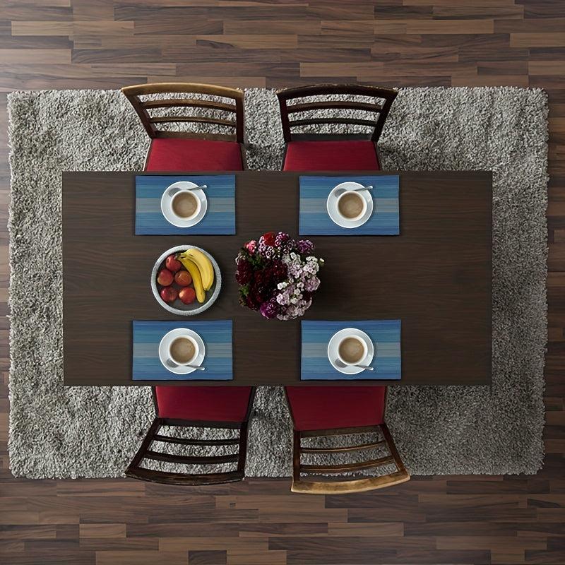 4pcs Dark Vinyl Striped Placemat for Dining Table Decor