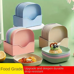 10pcs Reusable Fruit Dish Washable Snack Plate with Base Creative Candy Plate