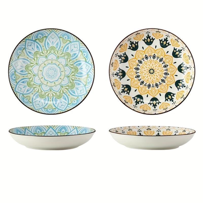 4 Pcs Ceramic Plate 20 32 Cm Floral Pattern Porcelain Dinner Plate