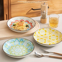 4 Pcs Ceramic Plate 20 32 Cm Floral Pattern Porcelain Dinner Plate