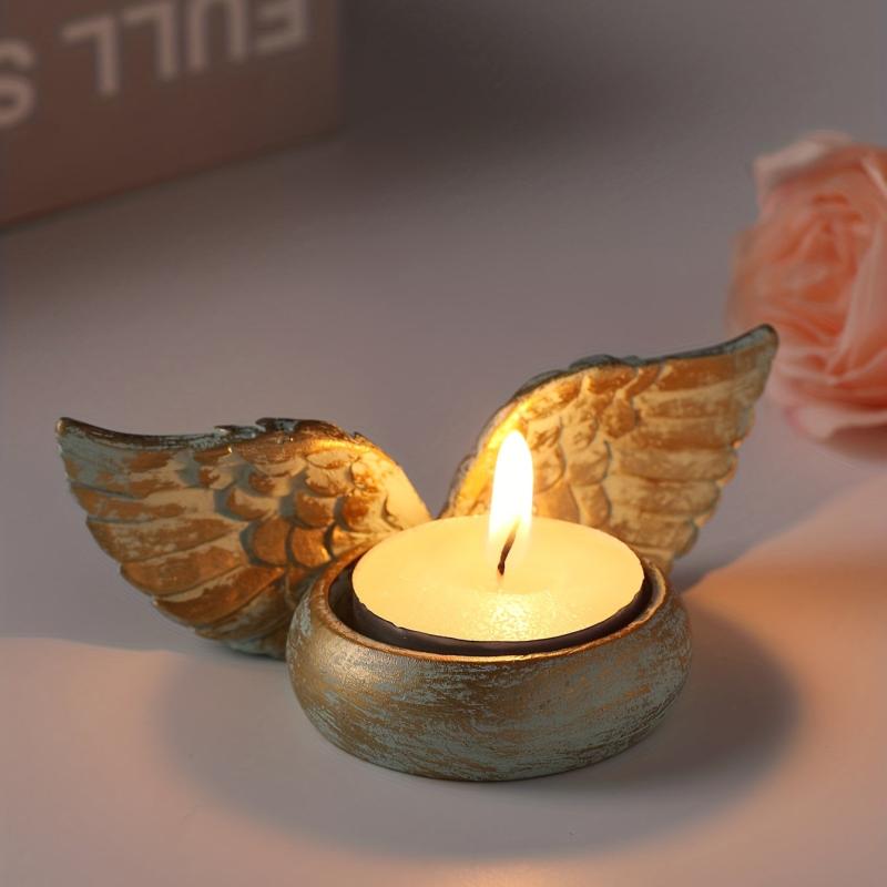 Green Angel Wings Tealight Candle Holders Resin Votive Candle Holder