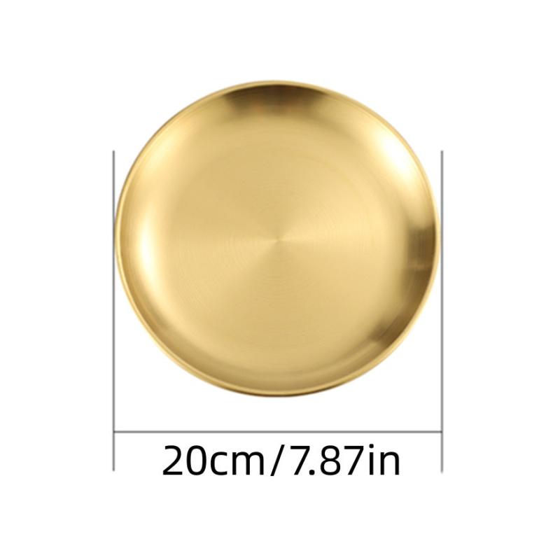 5pcs Multifunction Stainless Steel Dinner Plate Round Golden