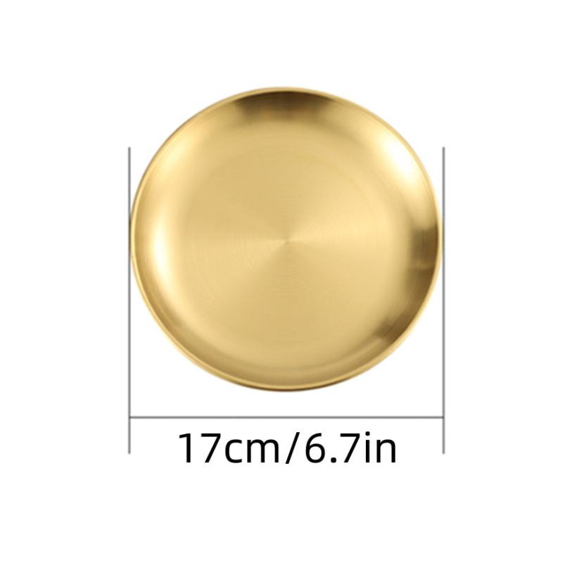5pcs Multifunction Stainless Steel Dinner Plate Round Golden