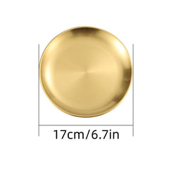 5pcs Multifunction Stainless Steel Dinner Plate Round Golden