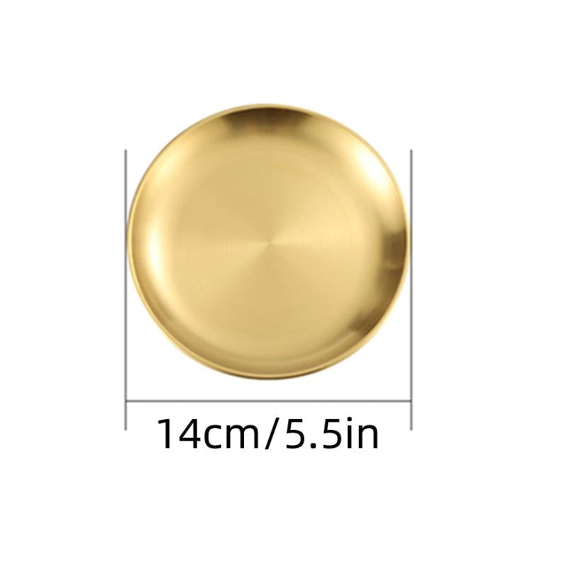5pcs Multifunction Stainless Steel Dinner Plate Round Golden