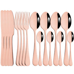 16pcs Golden Stainless Steel Western Tableware Set for Dinner Parties