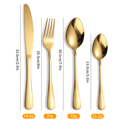 16pcs Golden Stainless Steel Western Tableware Set for Dinner Parties