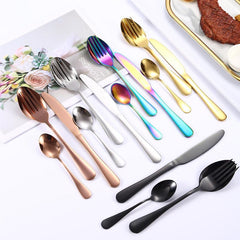16pcs Golden Stainless Steel Western Tableware Set for Dinner Parties