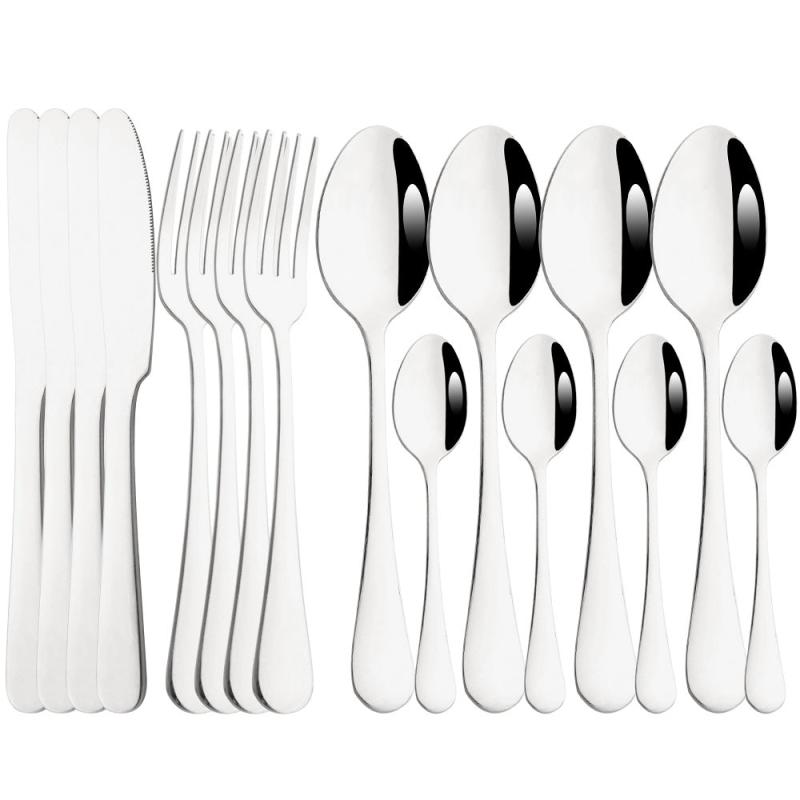 16pcs Golden Stainless Steel Western Tableware Set for Dinner Parties