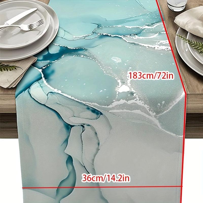 Sea Beach Linen Table Runner Summer Style Printed Waterproof Stain Resistant