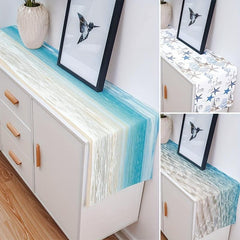 Sea Beach Linen Table Runner Summer Style Printed Waterproof Stain Resistant
