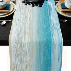 Sea Beach Linen Table Runner Summer Style Printed Waterproof Stain Resistant
