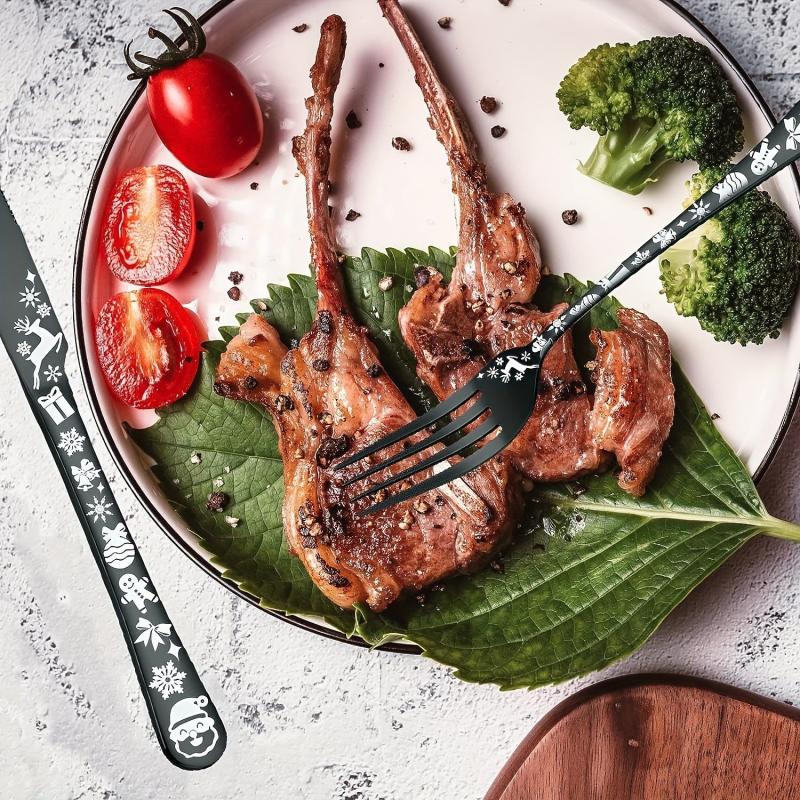 20pcs Christmas Style Silverycolored Stainless Steel Tableware Set