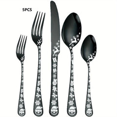 20pcs Christmas Style Silverycolored Stainless Steel Tableware Set
