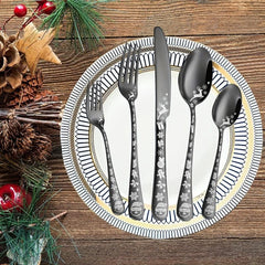 20pcs Christmas Style Silverycolored Stainless Steel Tableware Set