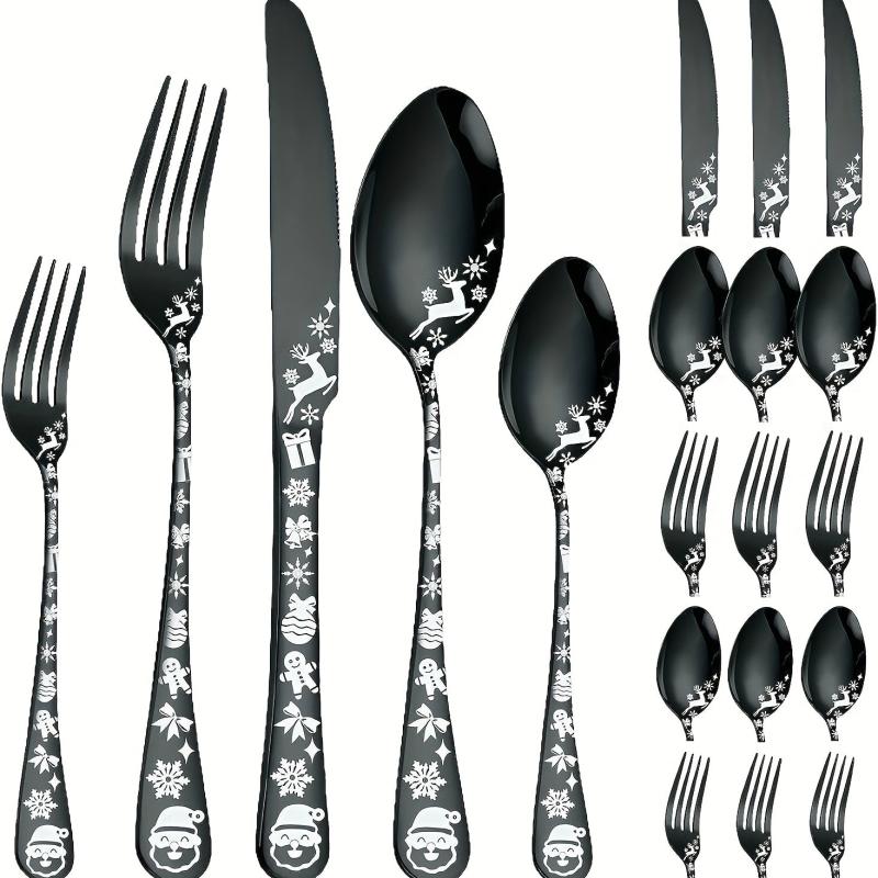 20pcs Christmas Style Silverycolored Stainless Steel Tableware Set