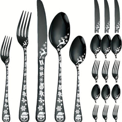 20pcs Christmas Style Silverycolored Stainless Steel Tableware Set